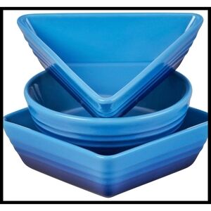 LE CREUSET Tapas Glazed Serving Dish Set Of 3 Shape Stoneware Marseille Blue